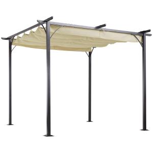 Pergola Lusthus 3 X 3 M Vattentät med Skjuttak och UV-Skydd Aluminium för Trädgård och Terrass Beige