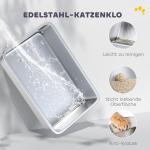 Kattsandlåda XL i Rostfritt Stål med Skopa, Ljusgrå