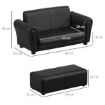 Barnfåtölj med Fotpall Liten Soffa för Barnrummet Mjuk Stoppning Konstläder Ergonomisk Svart 83 X 42 X 41 Cm