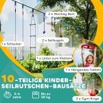 Linbana för Barn med Sele och Sittplats för Utomhuslek och Motion Hållbar och Säker Blå Plast och Metall 50 kg 3-6 år