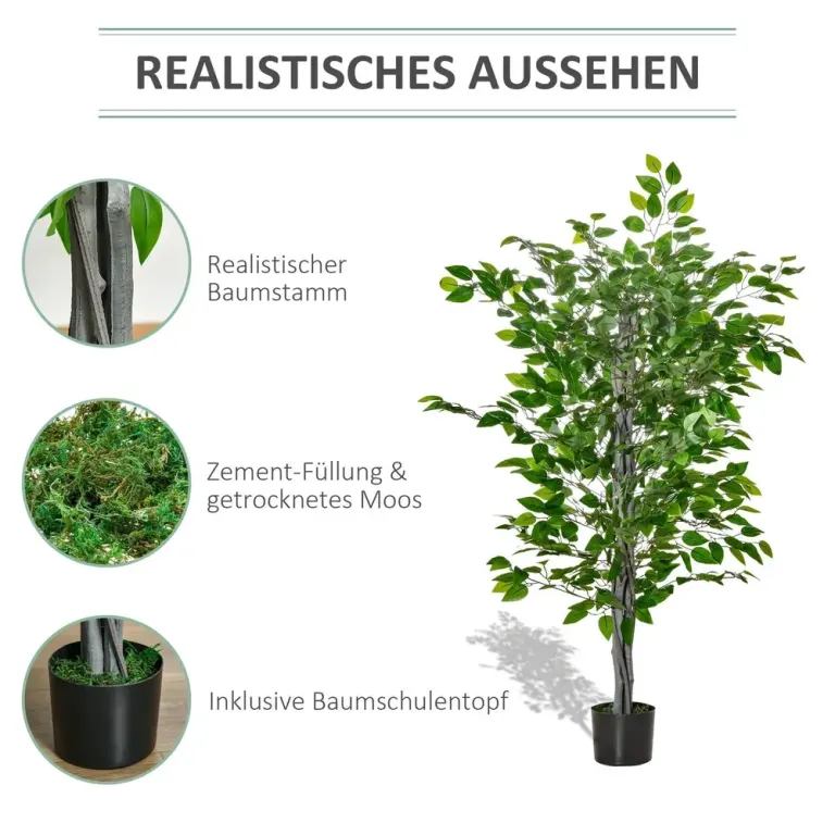 Konstgjord Växt Ficus Konstträd i Kruka Grön 135 cm