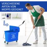 Städvagn Tvätthink med Spinner Blå av Plast för Hushåll och Städning Vagn med Avskiljare för Rent Smutsigt Vatten 20 l 60 x 27 x 70,5 cm