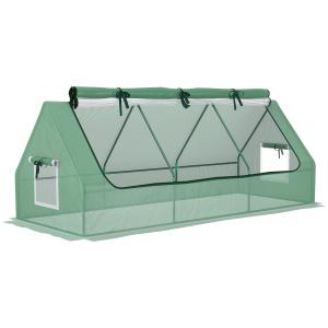 Litet Växthus med Nätfönster, Kompakt Drivhus i PE-Plast, Skyddar Växter mot Skadedjur och Väder, Grön, 240 x 90 x 90 cm