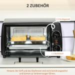 Miniugn Elektrisk Ugn Svart av Metall för Kök Liten Ugn med Timer och Bakplåt 10 l 750 W 36,5 x 26 x 22 cm