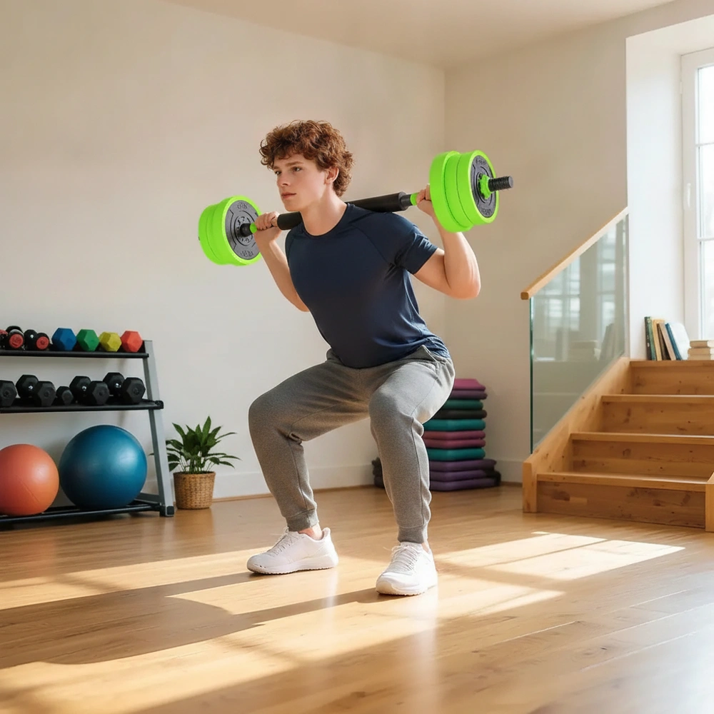 Hantelset 4 i 1 med Skivstång och Kettlebell