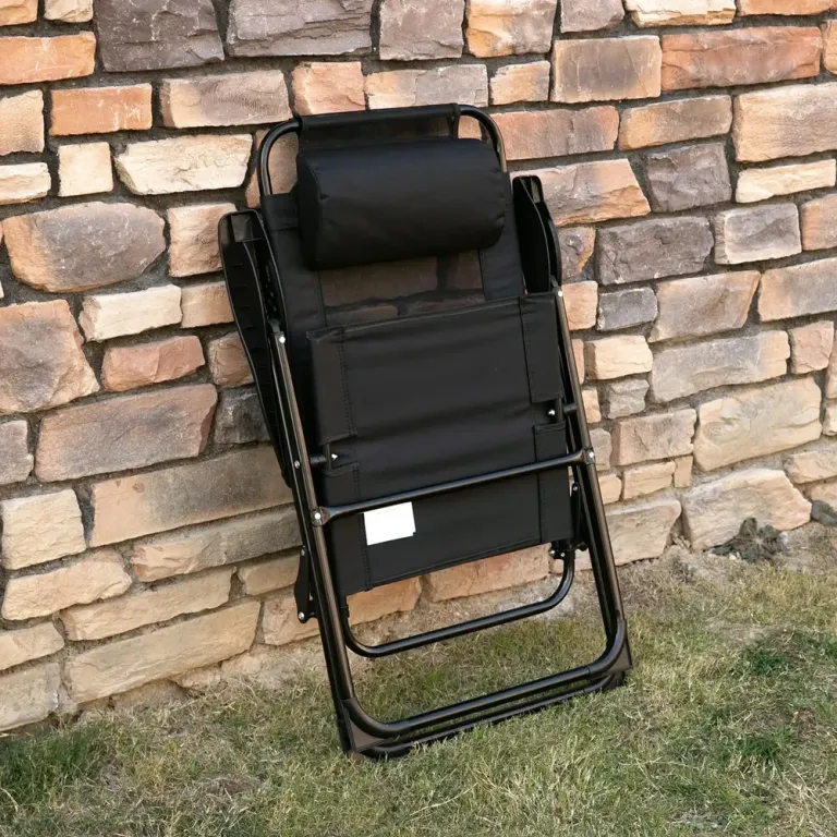 Fällbara Trädgårdsstolar 2-Pack med 5-Stegs Ryggstöd, Svart