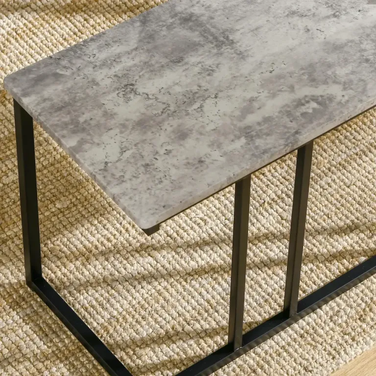 Matgrupp Köksbord Grå av Trä och Metall 4 Delar med Bord