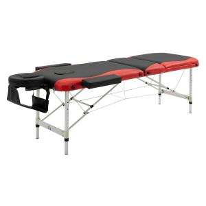 Hopfällbar Massagebänk i Aluminium, Höj- och Sänkbar Behandlingsbänk med Nackstöd, Portabel Bänk för Massage och Skönhet, Svart/Vit, 215 x 60 cm