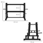 Hantelställ Vikthållare Svart av Stål för Gym och Hemmaträning 3 Nivåer Rymmer upp till 200 kg Robust 131 x 75 x 80 cm