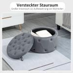 Pall med Förvaringsutrymme Ottoman Grå av Sammetslook för Vardagsrum och Sovrum Rund Stoppad Pall med Lock Ø 60 x 40 cm