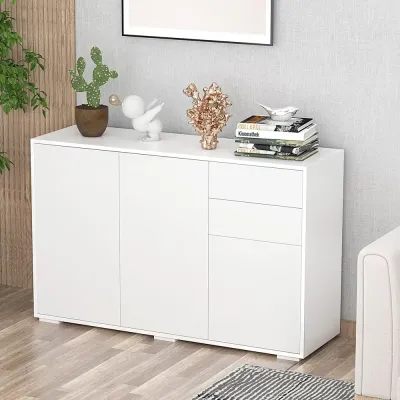 Skänk Byrå Vit av Trä Multifunktionsskåp 117 x 36 x 74 cm