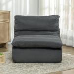 Golvstol Meditationsstol Lazy Sofa Grå av Skum ve Tyg för Hemmakontor Relaxstol ile Tvättbart Överdrag