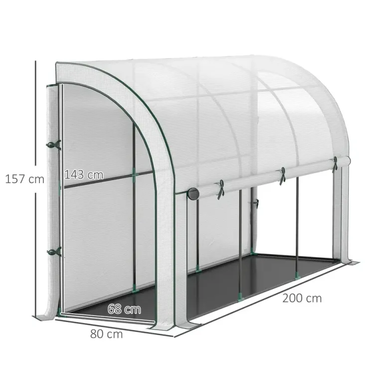 Litet Växthus Tunnelväxthus med Rulldörr 300 x 80 x 157 cm