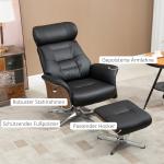 Relaxstol TV-stol med Pall Svart av Konstläder för Komfort och Avkoppling Vridbar Liggstol Lastkapacitet upp till 150 kg Ergonomisk Design