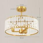 Taklampa med Ljuskronadesign, Kristallskärm, 3 Lampor i Metall, Guld