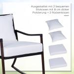 Gungstolsset 2 Personer Bord och Dynor Konstrotting Modern Design för Avkoppling på Veranda Brun Vit