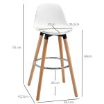 Barstolar Köksstolar Set om 2 Vit av Konstläder och Metall för Matsal och Kök Barstol med Fotstöd Modern Design 38,5 x 42,5 x 91 cm