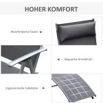 Solstol med Mjuk Dyna Hopfällbar Relaxstol för Trädgård och Camping Stålram Slitstarkt Tyg Ergonomisk Grå 137 X 63,5 X 100,5 Cm