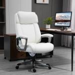 Massagekontorsstol, 6-punkts Massagevridstol, Ergonomisk, Justerbar, Konstläder, Böjt Nackstöd och Armstöd, Vit, 70 x 76,5 x 114–124 cm