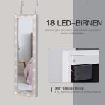 Spegelskåp LED Smyckesskåp Hängdörrsmontering MDF Vit 36,6 X 8 X 120 Cm