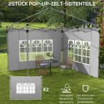 Sidoväggar 2-pack med Fönster för Paviljong Hållbar och Vattentät för Utomhusbruk Ljusgrå Polyester 3 x 3 m