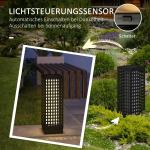 Sollampa Rottinglampa Svart av Plast och Rotting för Uteplats och Trädgård Vattentät LED Trädgårdslampa med Ljussensor Automatisk 15,5 x 15,5 x 46 cm