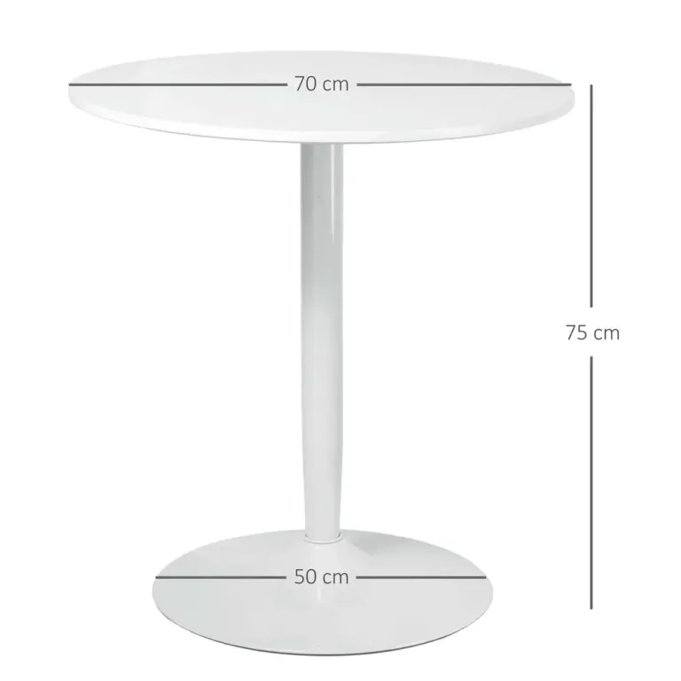 Matbord Vit av MDF och Stål Runt 70 x 75 cm