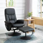 Massagestol med Pall och Förvaring, Ergonomisk TV-Stol med 10 Vibrationspunkter, Bekväm Relaxfåtölj i Konstläder, Svart, 76 x 81 x 105 cm