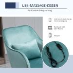 Massagestol för Kontor och Hem, Ergonomisk Snurrstol med Ländkudde, Bekväm Skrivbordsstol i Tyg med Armstöd, Grön
