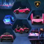 Elbil Barnbil Lamborghini Rosa av Plast och Metall för Barn 3-6 År med Fjärrkontroll och Bluetooth Musikfunktion max 30 kg