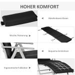 Hopfällbar Strandstol 7 Nivåer Justerbar Väderbeständig med Dyna Textlinje Polyester och Metall Svart 137 X 63,5 X 100,5 Cm