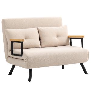 Bäddsoffa och 2-sitssoffa i Sammetsoptik med Bäddfunktion samt 2 Kuddar Hållbar och Stabil Natur, Beige och Svart Tyg och Trä