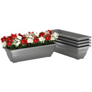 Blomkrukor Planteringskrukor Set med 5 Grå av Plast för Inomhus och Utomhus Stapelbara Krukor 59 x 21 x 16 cm
