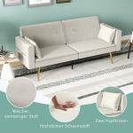 Bäddsoffa 2-Sits Soffa med Justerbart Ryggstöd Beige av Tyg för Vardagsrum och Sovrum Vadderad Soffa med Sovfunktion och Sidoficka