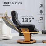 Relaxstol TV-stol Svart av Konstläder och Metall för Optimal Komfort och Avkoppling Vridbar med Liggfunktion upp till 150 kg inklusive Ottoman