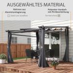 Pergola med Soltak, Modern Trädgårdspaviljong med Sidoväggar, Vattenavvisande Takduk i Polyester, Mörkgrå, 2,97 x 2,95 m