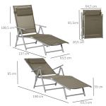 Justerbar Solsäng i Textilene, Bekväm Solstol med 7 Lägen, Ergonomisk Design för Avkoppling i Trädgården, Svart, 137 x 63,5 x 100,5 cm