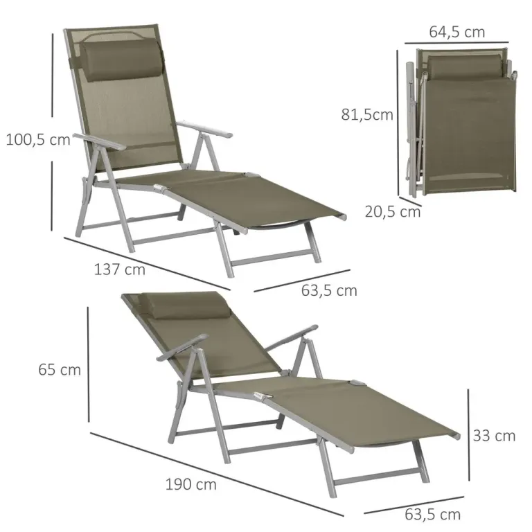 Solsäng i Textilene Solstol 7 137 x 63,5 x 100,5 cm
