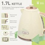 2-i-1 Köksset Brödrost och Vattenkokare, 1,7 L och 4 Skivor, Flera Alternativ, Beige