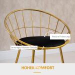 Barstolar i Sammet 2-Pack, Moderna Köksstolar med Ryggstöd och Fotstöd, Elegant Design med Guldiga Ben för Bar och Kök, Svart/Guld, 52,5 x 47 x 97 cm