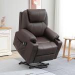 TV-Fåtölj Massagestol Brun av Tyg och Skum för Avkoppling Stol med Ståhjälp och 8 Massagepunkter Timer 88 x 99 x 106 cm
