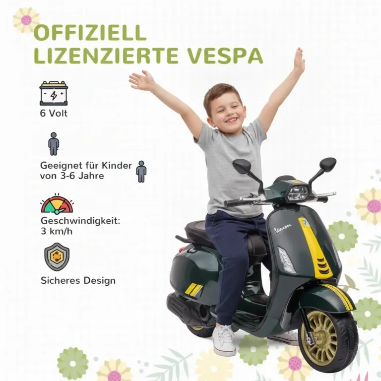 Elmotorcykel Barnmotorcykel Mörkgrön av Plast och Metall
