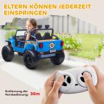 Elbil Lastbil för Barn Blå Plast för Lek Utomhus 12V Fordon med Extra Säte för Förälder och Fjärrkontroll Interaktiv Leksak med Ljud och Ljus Tuff