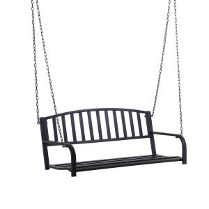 Hängande Trädgårdsbänk Metall 2-Sits Gungbänk för Avkoppling Väderbeständig Hängsoffa för Veranda och Uteplats Svart 127 X 60 X 53 Cm