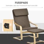 Avkopplingsstol Gungstol med Kudde Brun av Björkträ och Linnelook för Vardagsrum och Avkoppling Bekväm Design