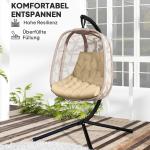 Sittdyna Stolsdyna med Ryggstöd Beige av Tyg för Gungstolar och Hängande Korgar Vattenavvisande Dyna 120 x 100 cm