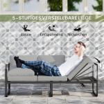Trädgårdsmöbler Soffgrupp L-Form Grå av Metall för Trädgård och Balkong Väderbeständig Lounge med 5 Platser
