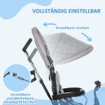 Trehjuling 6 i 1 för Barn med Skjutstång och Solskydd för Lek och Motion Hållbar och Säker Grå Plast och Stål 1–5 År