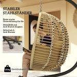 Hängstol med Stativ och Hopfällbar Korgsits samt Tvättbar Dyna för Avkoppling Hållbar och Stabil Beige Metall och Tyg med Muggshållare