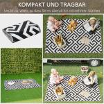 Utomhusmatta Hållbar Svart Vit Plast för Terrass och Altan med Vändbar Design och Förstärkta Kanter Prisvärd Modell för Uteplats 121 x 182 cm